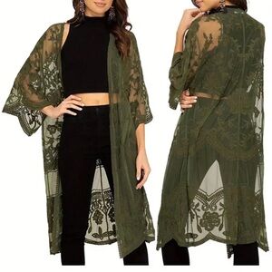 Dizzy Gal Olive Green Lace Cover-Up size S